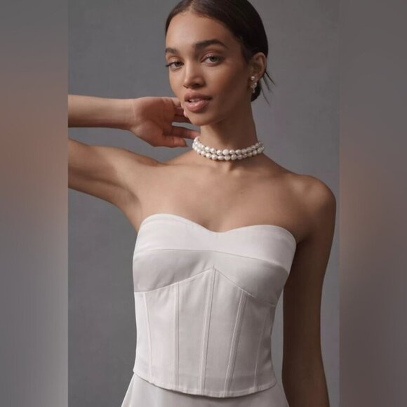 NEW Reformation Ariyah Corset Satin Maxi Dress Ivory Bridal | US 0 UK 4 - Picture 3 of 13